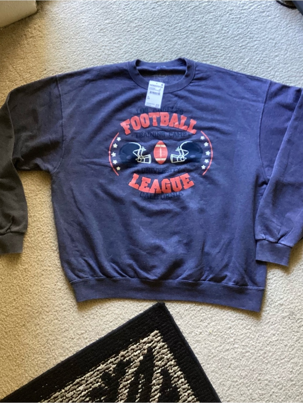 Women’s Crewneck Sweatshirt - Navy Football League Graphic